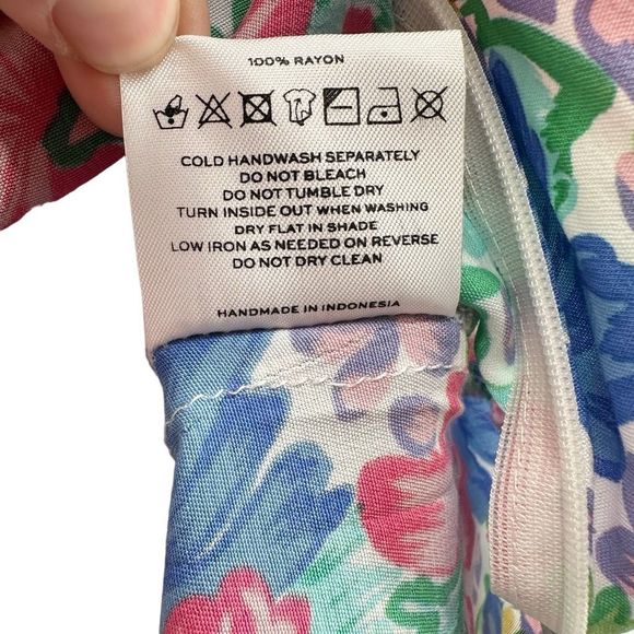 Faithfull The Brand Mathilde Floral Square Neckline Puff Sleeve Smock Dress Sz 8 - Picture 9 of 9